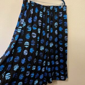 Flowy Maxi Skirt Black Blue Artsy Circle Design Boho Eclectic Costal Size‎ XL-1X